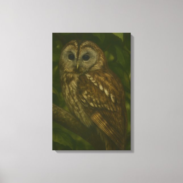 Forest Sentinel - Tawny Uggla Wildlife Art Canvastryck (Framsida)