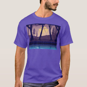 Forest Sjö Blue Hour Sunset D20 Dice Sol Sjö T Shirt