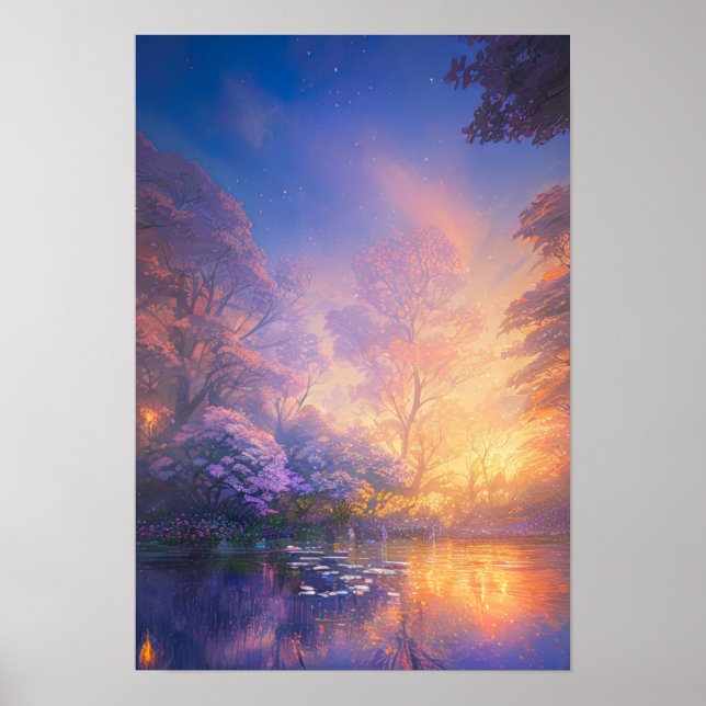 Forest Sjö Golden Twilight Poster (Framsidan)
