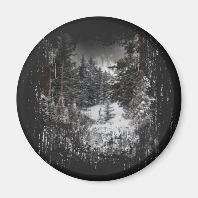 Forest Snowy Träd | Snowy Forest Magnet (Framsidan)