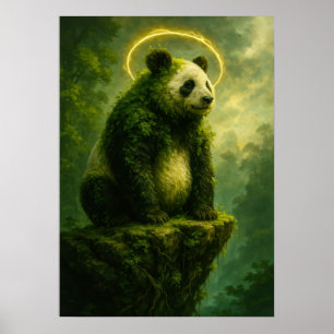 Forest Spirit Panda med Golden Halo Fantasy Poster