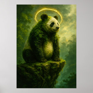 Forest Spirit Panda med Golden Halo Fantasy Poster