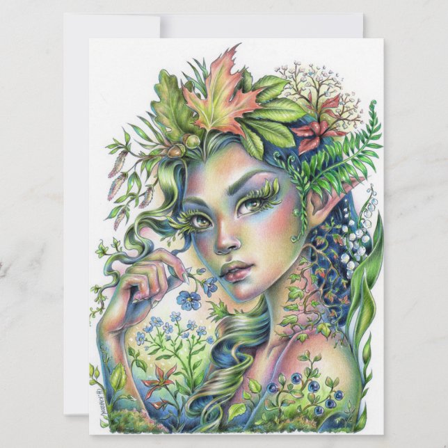 Forest Sprite Fairy Elf Fantasy Woman Art Card (Framsida)