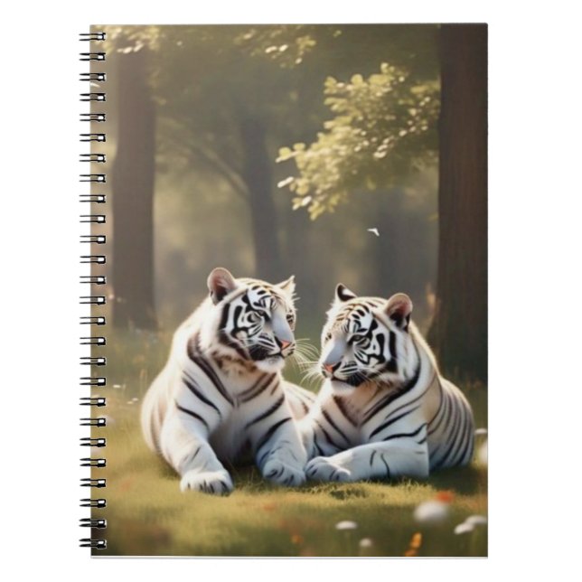 Forest Stillness – White Tigers Notebook Anteckningsbok (Framsidan)