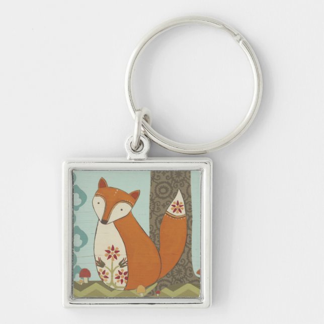 Forest Stollig IV Fyrkantig Silverfärgad Nyckelring (Framsidan)