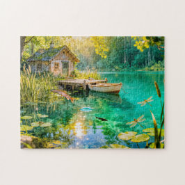 Forest Stream Cottage with Ducks, piere and Dock A Pussel