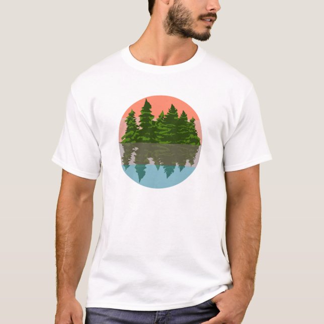 Forest Sunset Nature Gräs Träd T Shirt (Framsida)