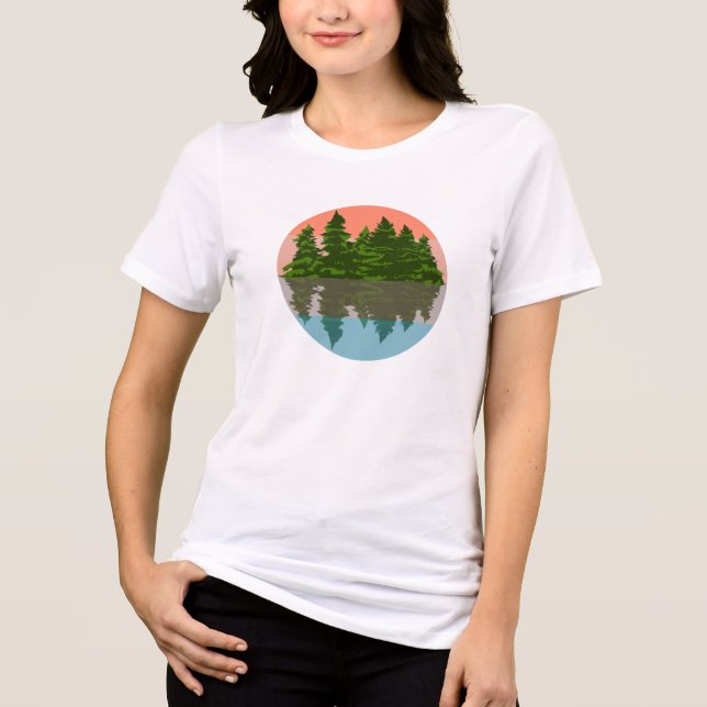 Forest Sunset Nature Gräs Träd T Shirt (Framsida)
