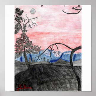 Forest Sunset Print av Julia Hanna Poster