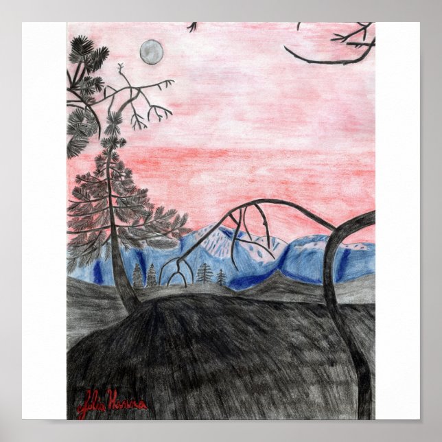 Forest Sunset Print av Julia Hanna Poster (Framsidan)