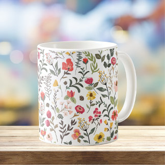 Forest Thicket Mountain Wildblommor Blommigt Desig Kaffemugg
