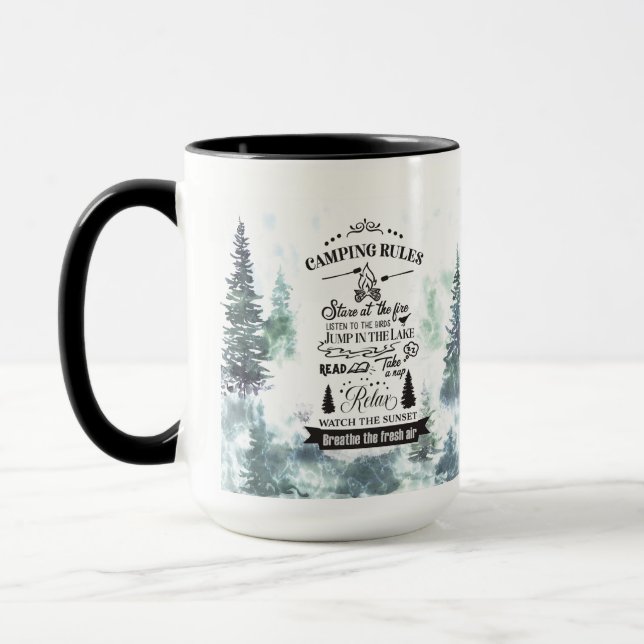 Forest Träd Camping Regler Monogram Mugg (Vänster)