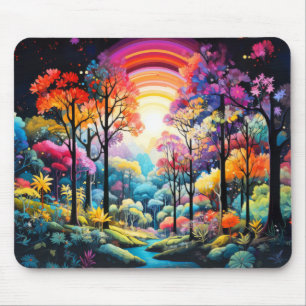 Forest Träd Concept Abstrakt Colorful Scenery Art Musmatta