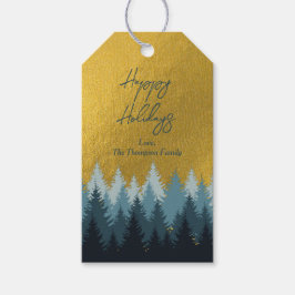Forest Träd Golden Landscape Glad helg Presentetikett