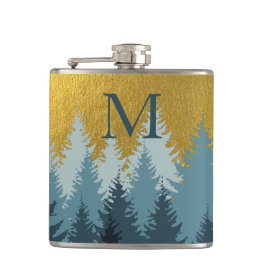 Forest Träd Golden Landskap Baby Monogram Fickplunta