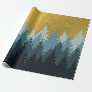 Forest Träd Golden Landskap Presentpapper