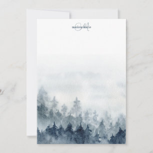 Forest Träd Monogrammed Anteckningskort