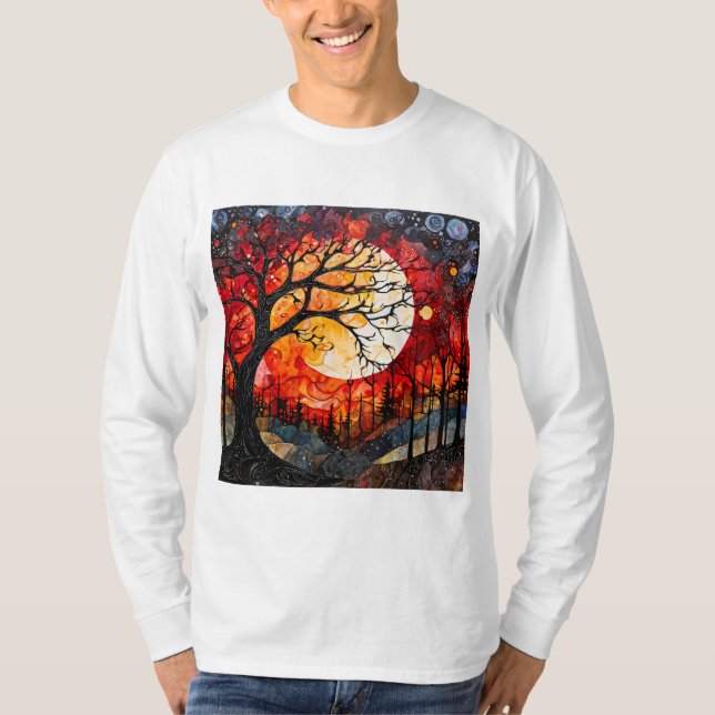 Forest träd under Full Moon T Shirt (Framsida)