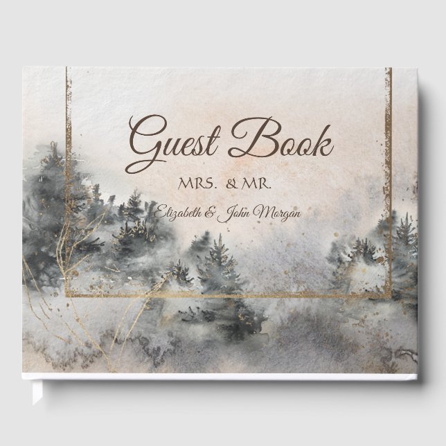 Forest Träd Woodland Bröllop Gästböcker (Framsida)