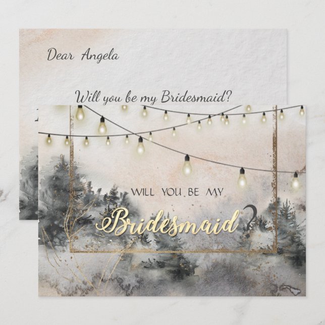 Forest Träd Woodland String Ljus Inbjudningar (Fram/baksida)