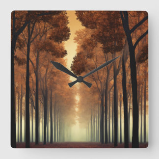 Forest Tree Nature Wall Clock Fyrkantig Klocka