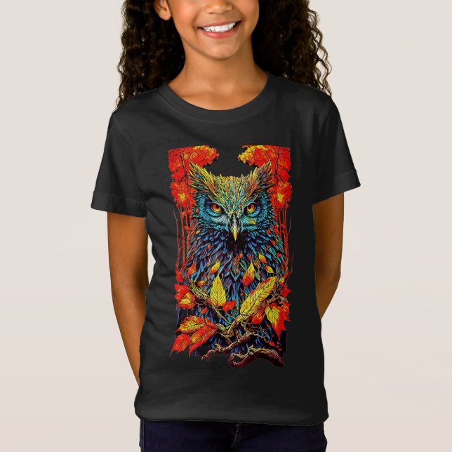 Forest Uggla Illustration T-Shirt Hoodie (Framsida)