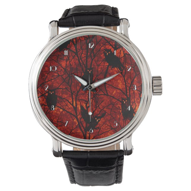 Forest Uggla Sunset Gathering Wrist Watch Armbandsur (Framsida)