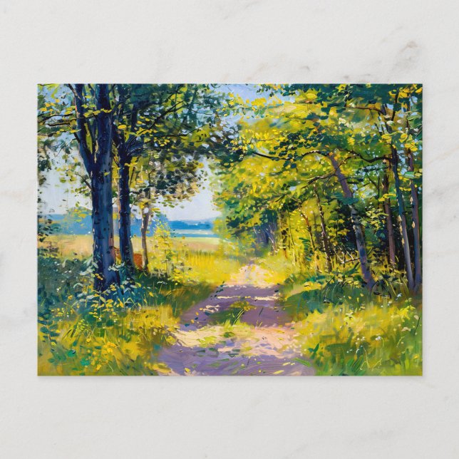 Forest Väg i Golden Summer Light Helg Vykort (Framsida)