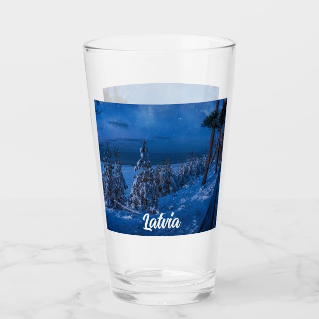 Forest väg under vinternattglas glaskopp (Framsida)