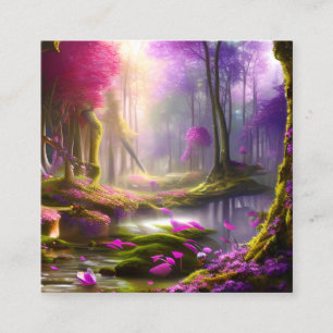 Forest Vår Magic Gnistra Fantasy Fyrkantigt Visitkort