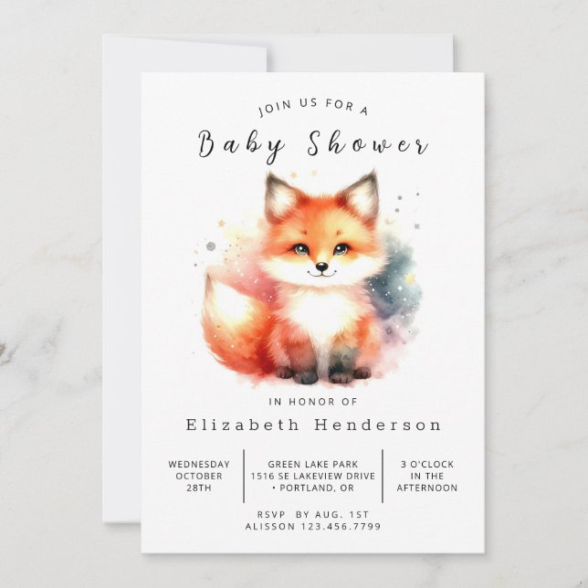 Forest Vibes Decor Fox Baby Shower Inbjudningar (Framsida)