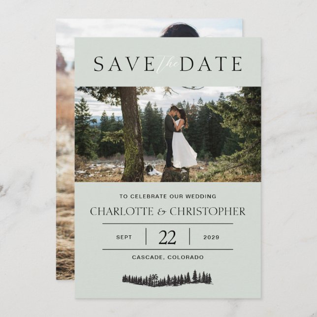 Forest Vibes Photo Spara Datumet (Fram/baksida)