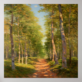 Forest Walkway omringad av Lush Greenery-Bran Poster