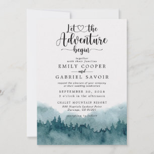 Forest Watercolor Bröllop Inbjudningar