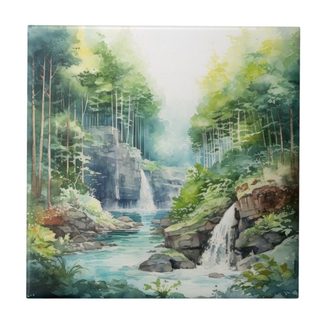 Forest Waterfall Kakelplatta (Framsidan)
