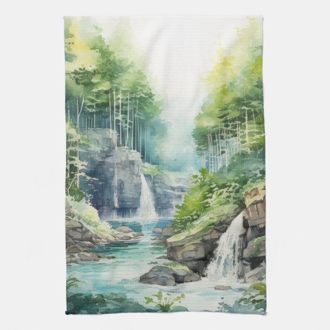Forest Waterfall Kökshandduk (Vertikal)