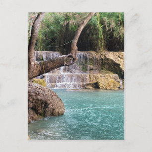 Forest Waterfall & Lagoon, Khoung Si Falls, Laos Vykort