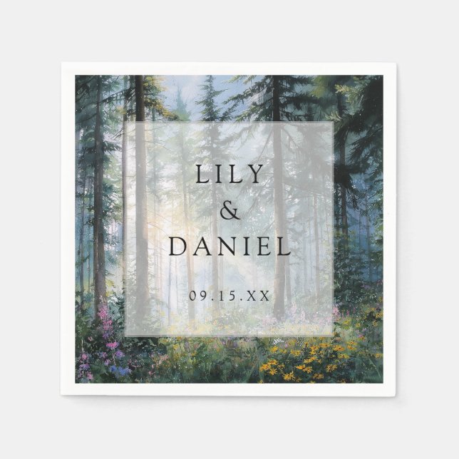 Forest Wildflower Floral Rustic Wedding Pappersservett (Framsidan)