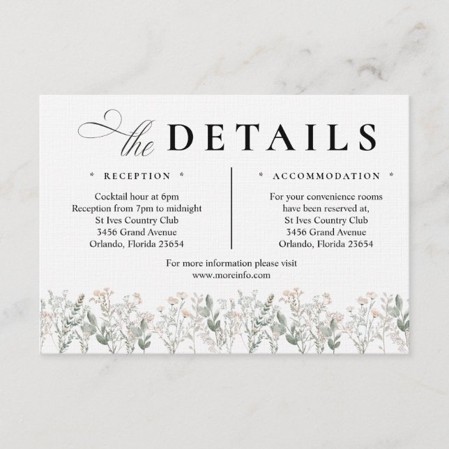 Forest Wildflowers Enclosure Card Tilläggskort (Framsida)