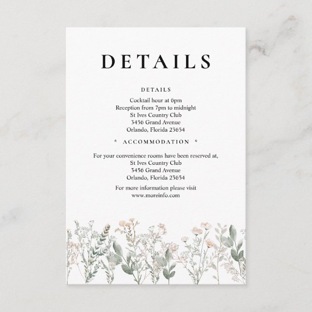 Forest Wildflowers QR Code Enclosure Card Tilläggskort (Framsida)