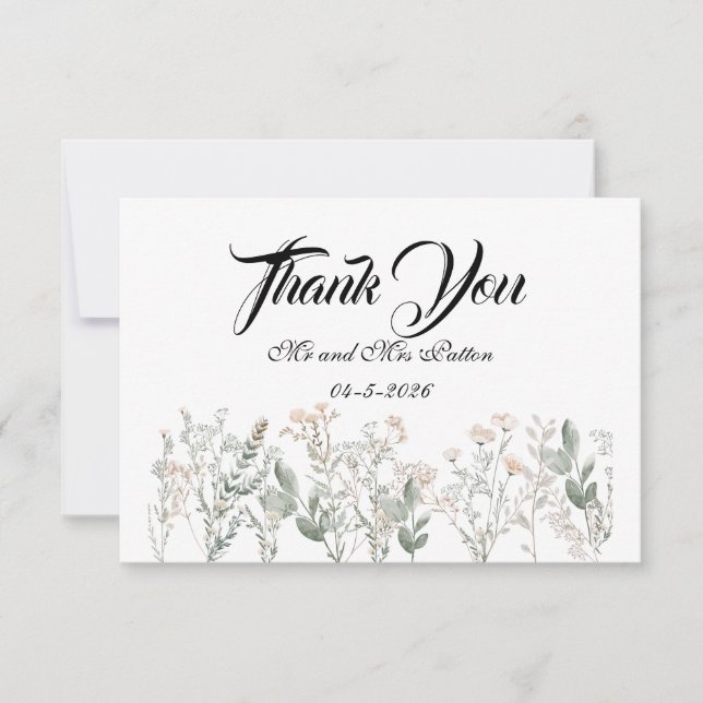 Forest Wildflowers Thank You Card Tack Kort (Framsida)