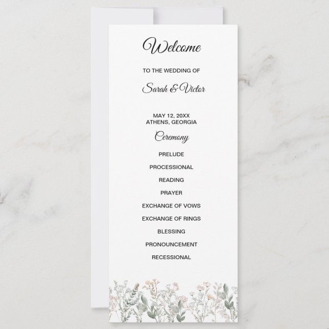 Forest Wildflowers Wedding Program (Framsida)