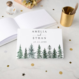 Forest Wintre Watercolor Wedding Gästböcker