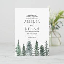 Forest Wintre Watercolor Wedding Inbjudningar