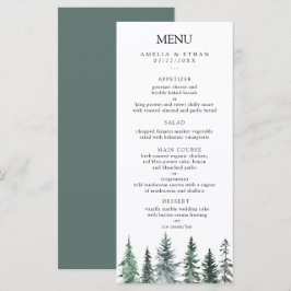 Forest Wintre Watercolor Wedding Meny