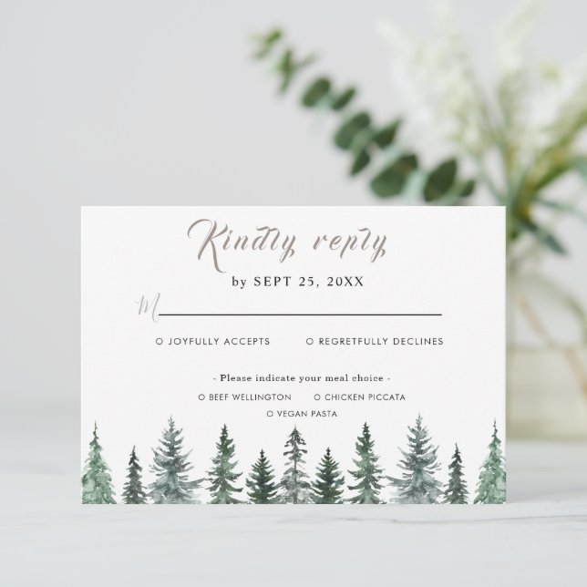 Forest Wintre Watercolor Wedding OSA Kort (Stående Fram)