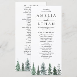 Forest Wintre Watercolor Wedding Program