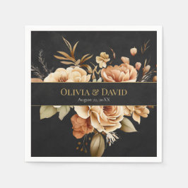 Forest Witch Black Floral Wedding Napkins Pappersservett