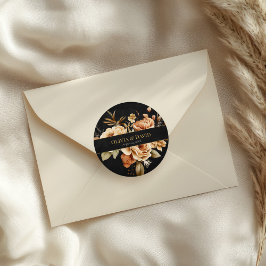 Forest Witch Black Floral Wedding Round Sticker Runt Klistermärke