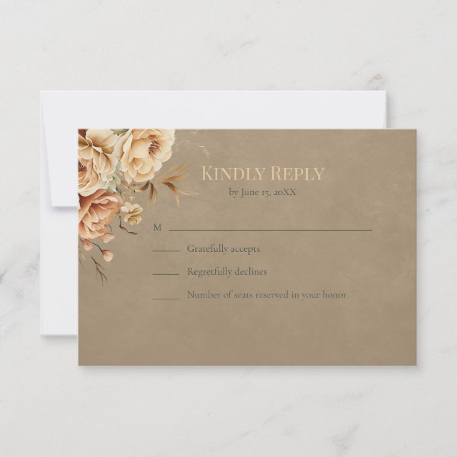 Forest Witch Floral Wedding RSVP Card OSA Kort (Framsida)